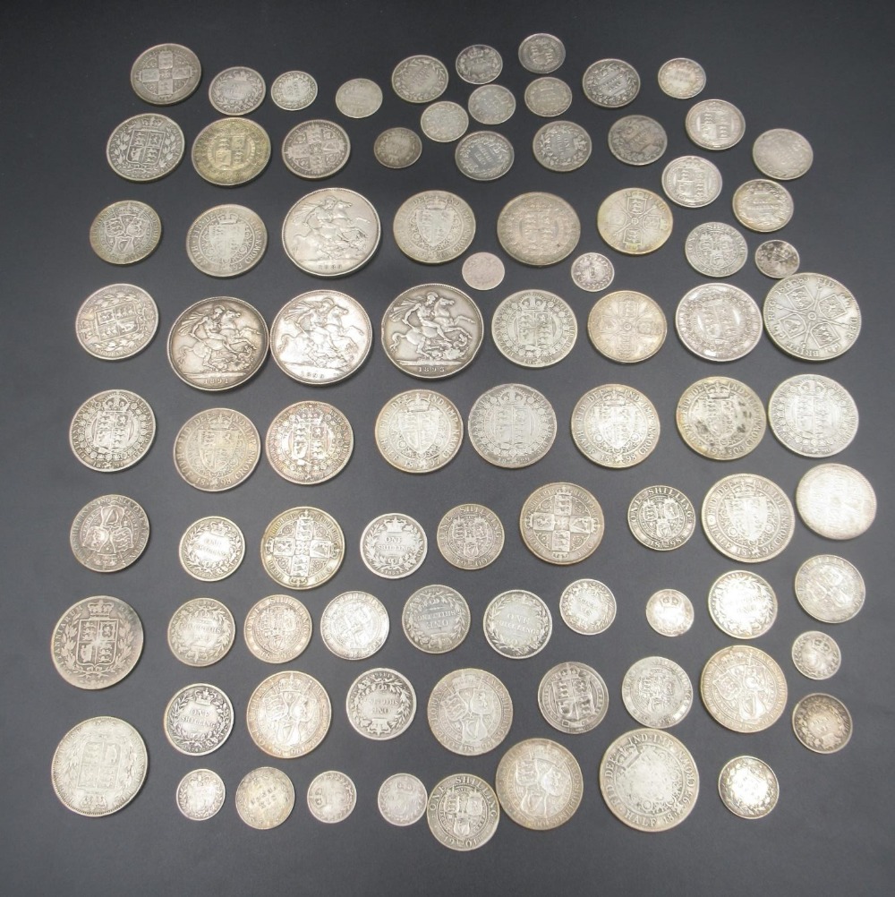 Assorted collection of Queen Victoria with some George III and George IV silver content coins to