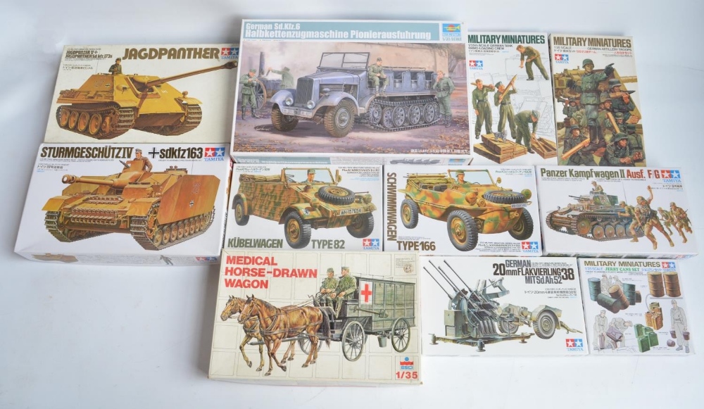 Collection of 11 unstarted 1/35 scale WWII German armour and crew plastic model kits/sets to include