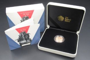 The Royal Mint - The 75th Anniversary of VE Day Sovereign, Limited Edition no.308/750, with original