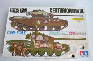 Unstarted and complete Tamiya 1/25 scale British Army Centurion MkIII main battle tank plastic model