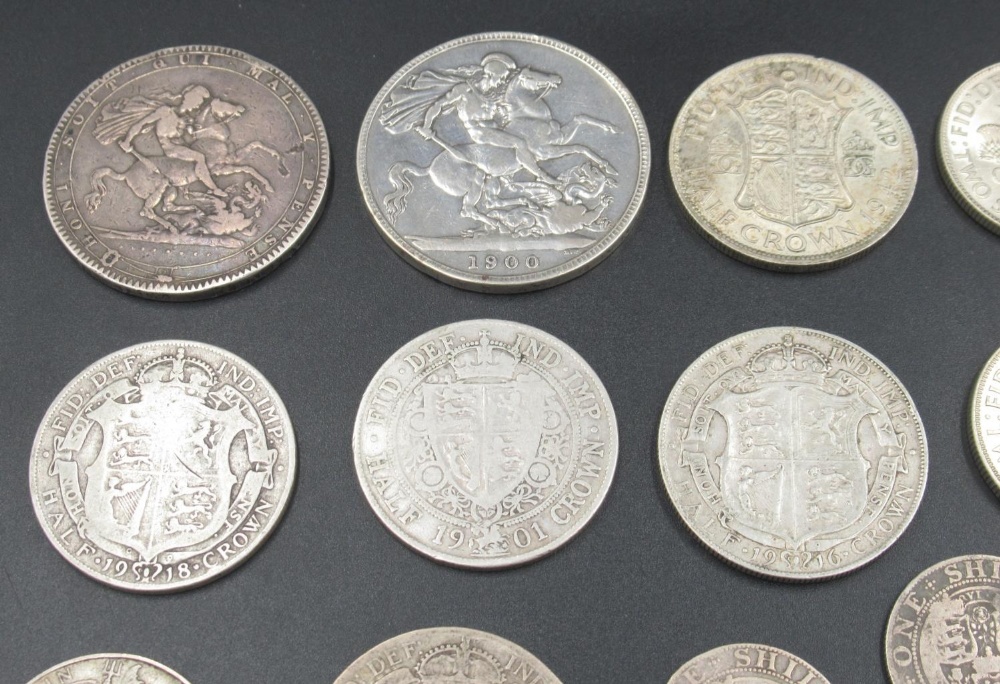 Collection of Pre-1947 GB silver content coins to inc. 1819 Crown, 1836 4 pence and half-crowns, - Image 2 of 5