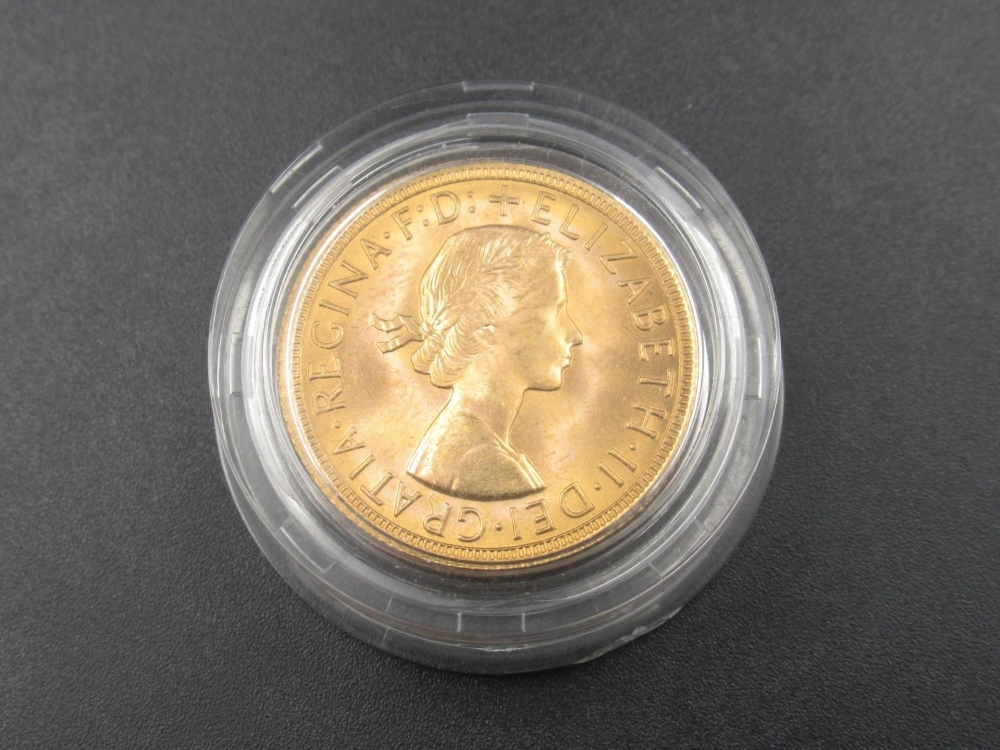 Elizabeth II 1965 sovereign, encapsulated and in a Westminster coin box - Image 3 of 3