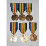 Six Victory Medals To 73237 Pte F J Butt. Liverpool Regiment. 38818 Pte W Marshall. Cornwall Light