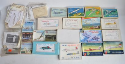 Extensive collection of unbuilt glider model kits in plastic and resin, various scales and