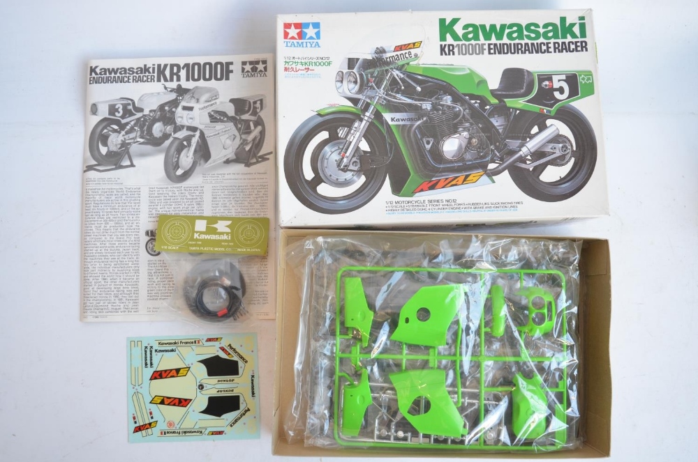 Four unbuilt 1/12 scale plastic model motorcycle kits from Tamiya to include 14012 Kawasaki - Image 6 of 11