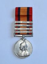 Queens South Africa Medal. To 5044 Pte C. Mundy Prince of Wales Own Hussars. With four clasps, South