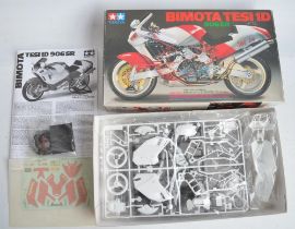 Five unbuilt 1/12 scale plastic model motorcycle kits to include Tamiya 14062 Bimota Tesi 1D
