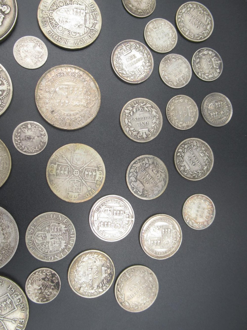 Assorted collection of Queen Victoria with some George III and George IV silver content coins to - Image 5 of 10