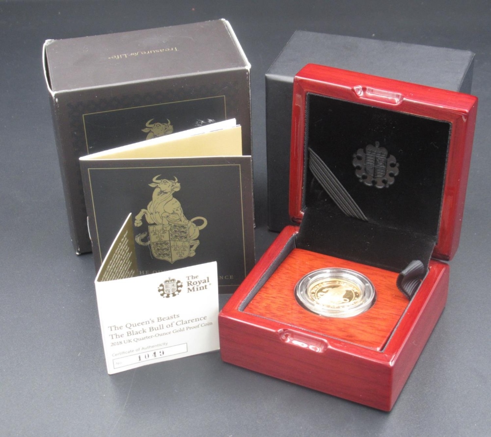 The Royal Mint - The Queen's Beasts: The Black Bull of Clarence 2018 UK Quarter-Ounce Gold Proof £25