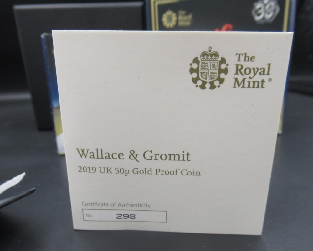 The Royal Mint - Wallace & Gromit 2019 UK 50p Gold Proof Coin, Limited Edition no.298/630, with - Image 3 of 8