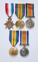 1914 Star, Victory Medal, 1914-18 War Medal. To 7511 Pte R. Furlong. 1st Liverpool Regiment. Victory