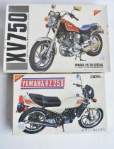 Two unstarted 1/10 scale Yamaha plastic motorbike model kits from Nichimo to include an XV750