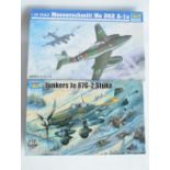 Trumpeter 1/32 scale Ju 87G-2 Stuka (Kanonenvogel) and Me262A-1a plastic model kits, contents as