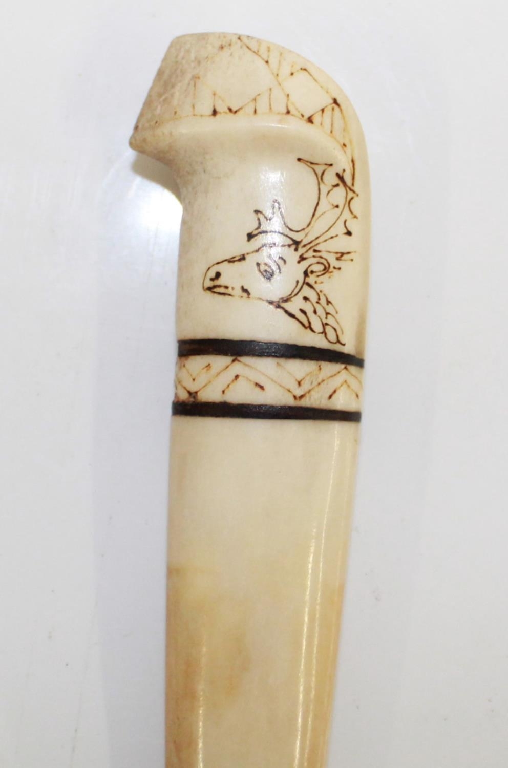 Circa 19th century traditional Lapland Sami Knife, with Reindeer bone handle and sheath, with - Image 4 of 4