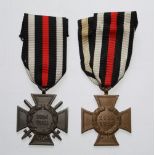 WWI Honour Cross with swords issued to Combatants. Complete with ribbon. Honour Cross issued to