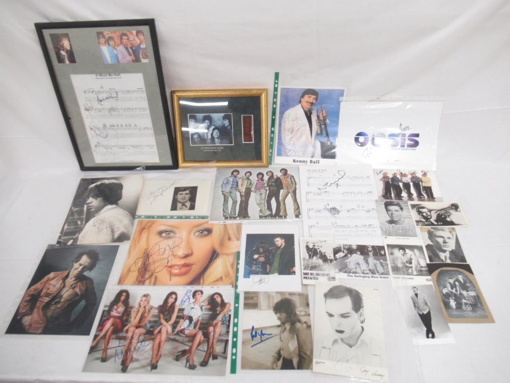 Assorted collection of signed photos, etc. to inc. framed Lets Spend the Nigh Together film cell Ltd