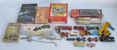 Collection of vintage diecast vehicles, books and railway models to include a Dinky Supertoys 564