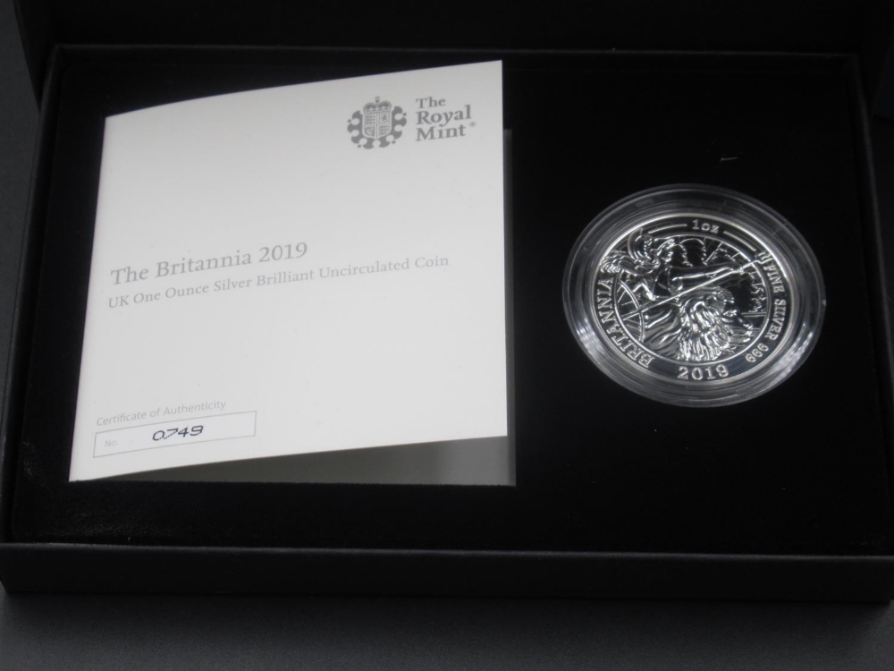 Royal Mint - 10 The Britannia 2019 UK 1 ounce silver brilliant uncirculated coins, Limited edition - Image 2 of 3