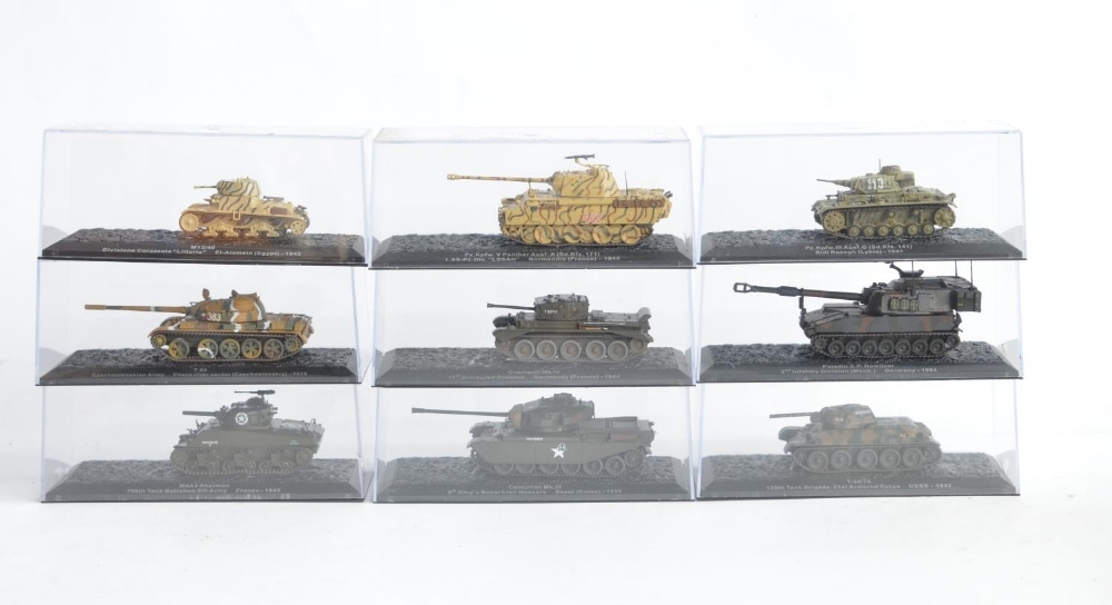 Collection of diecast armour models including 24 cased 1/72 tanks from DeAgostini (no magazines), - Image 3 of 8