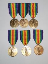 Six Victory Medals To 42090 Pte J, Curtis. Middlesex Regiment. E-32248 Pte W. Ward. Middlesex R.