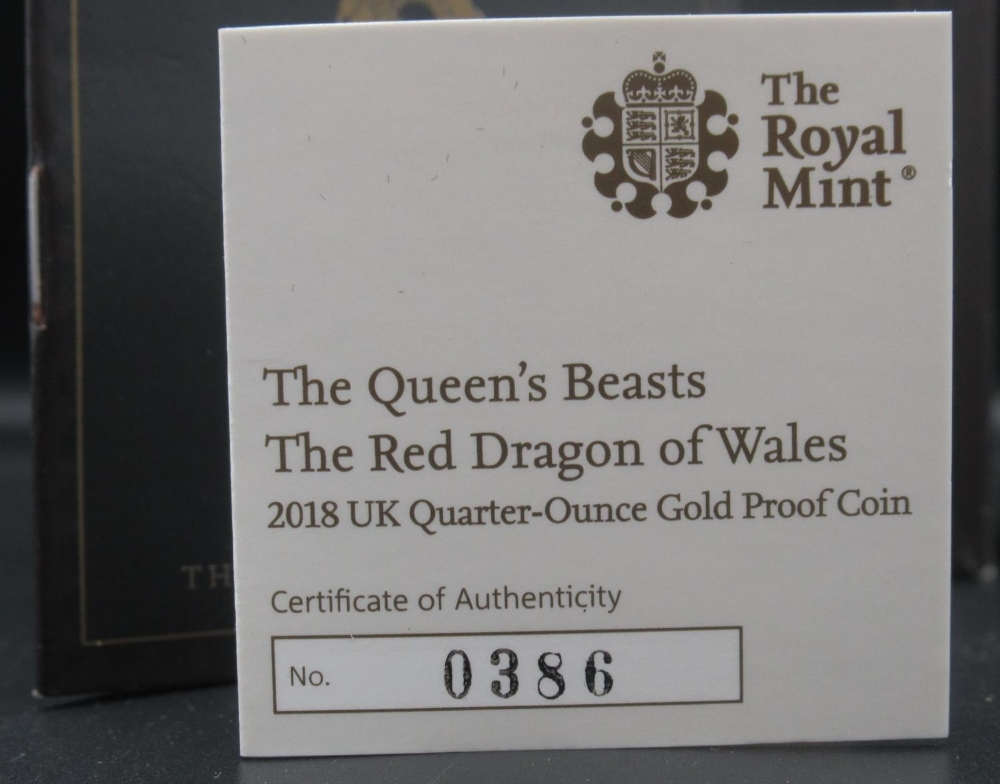 The Royal Mint - The Queen's Beasts: The Red Dragon of Wales 2018 UK Quarter-Ounce Gold Proof £25 - Image 3 of 4