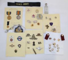 Collection of badges and medals. To include WW1 Victory Medal, War Medal to 32786 Private W.