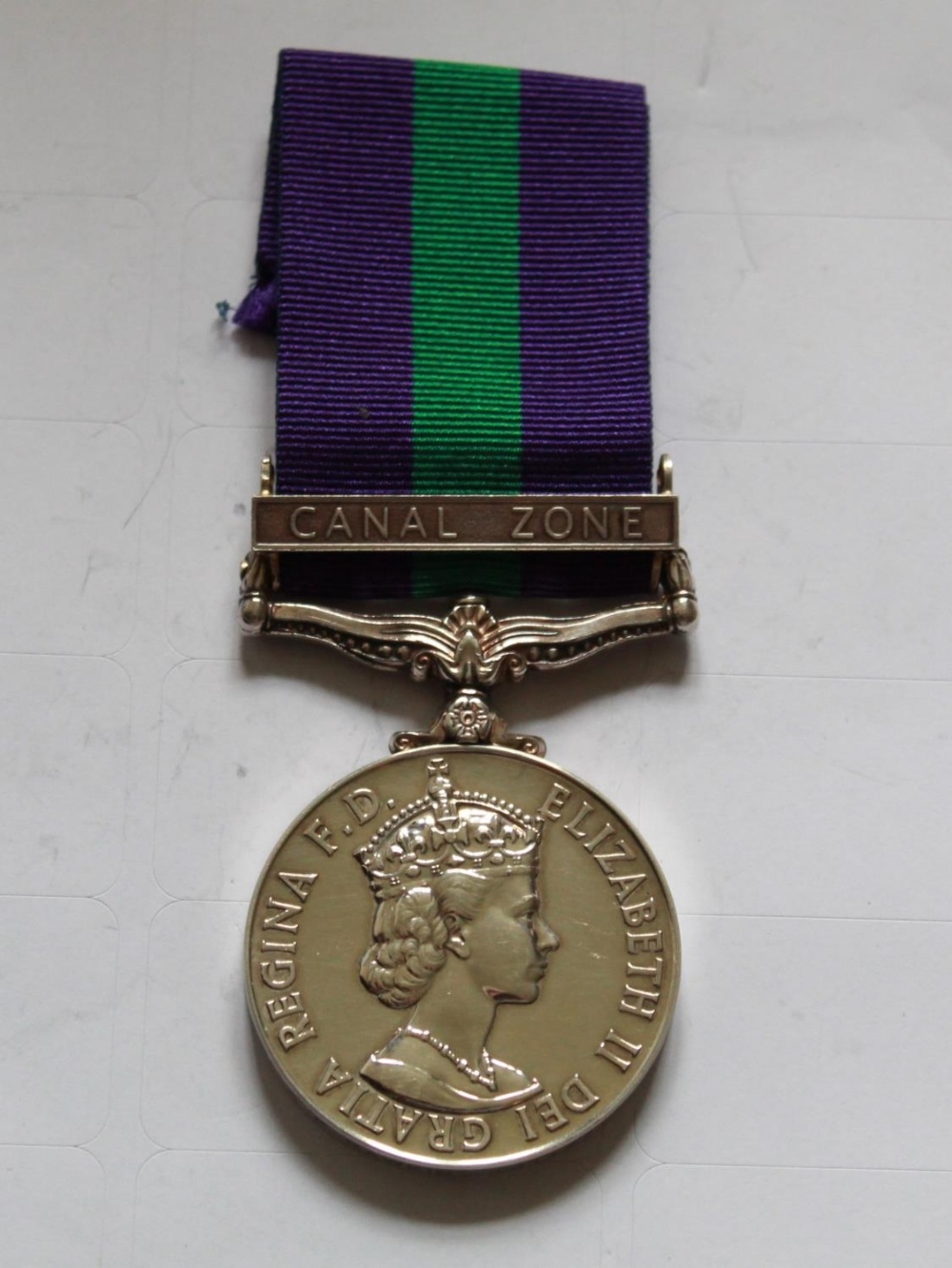 General Service Medal with Canal Zone Clasp. To 4114794 Air craftsman1 A.R. Hawkins. R.A.F.