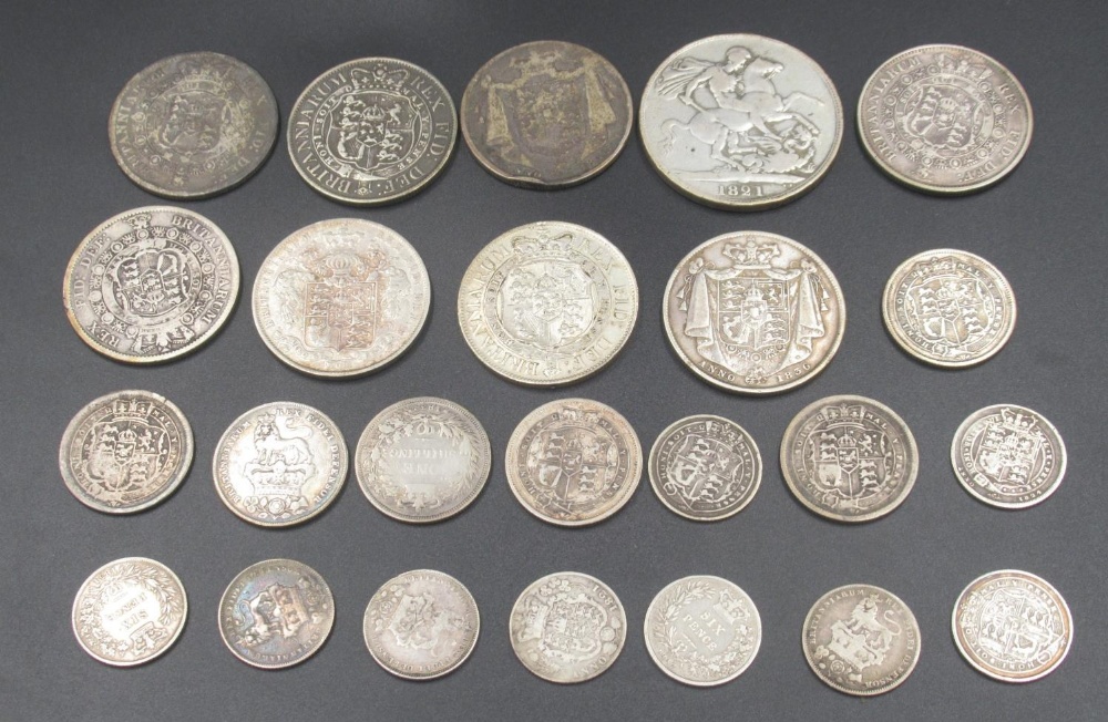 Assorted collection of Queen Victoria with some George III and George IV silver content coins to - Image 7 of 10