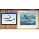 Two framed military prints to include C130K Hercules of 47 sqn, extensively crew signed from