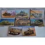 Eight unbuilt 1/35 modern British tank and armoured vehicle plastic model kits to include an 4x