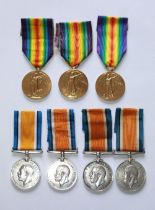 Three Victory Medals. To 12372 Pte W. Moore, Cheshire Regiment. 36359 Pte J. Bardsley, Cheshire