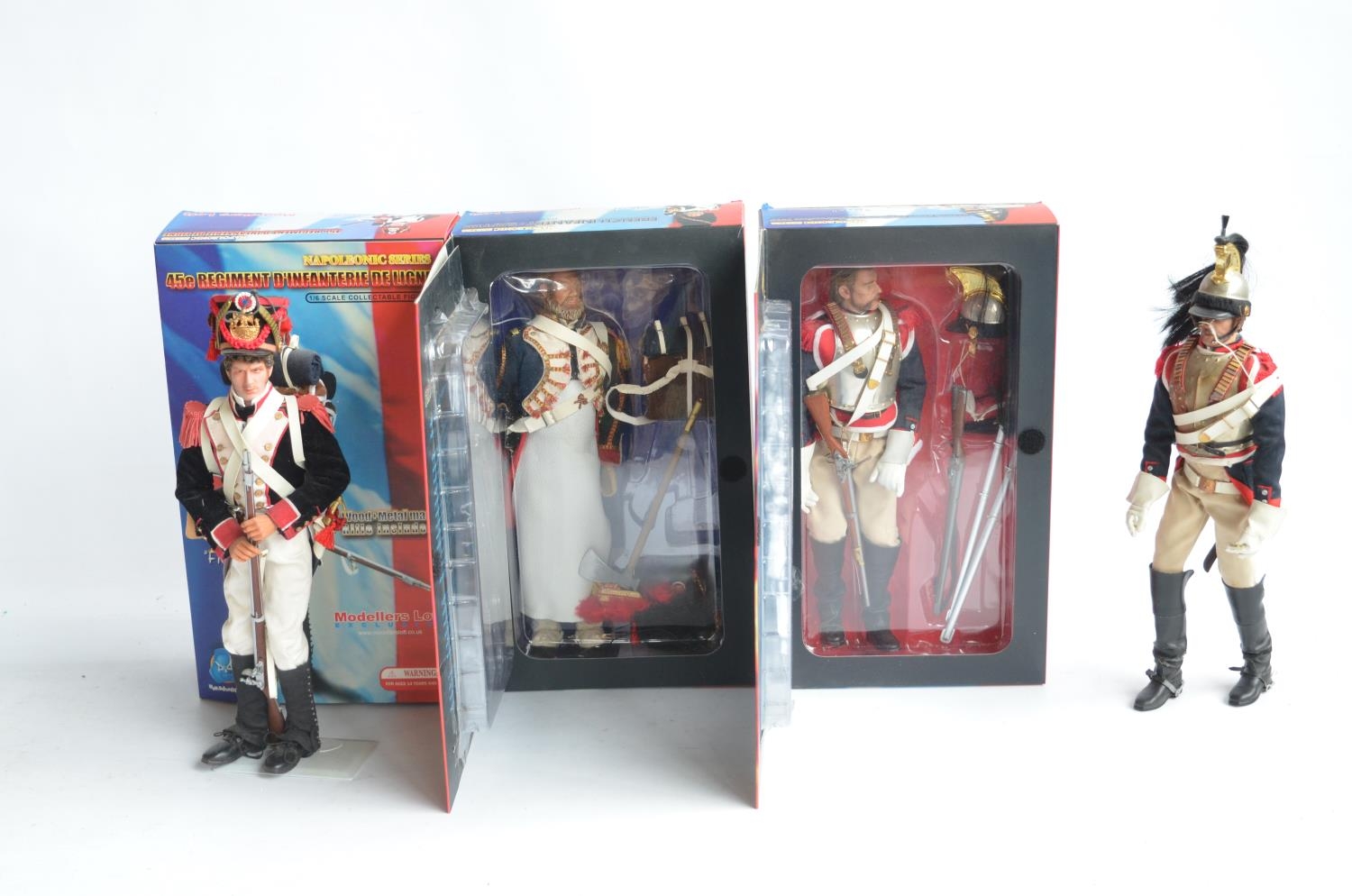 Four 1/6 scale Napoleonic Series French soldier action figures from Modellers Loft/DiD Corp to