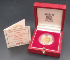 The Royal Mint - 500th Anniversary of the First Gold Sovereign 1489-1989 Full Sovereign, in issue