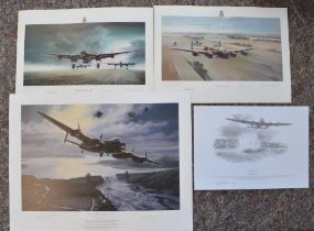 Four Dambuster themed aviation prints to include limited edition 'American Dambuster', 95/180 with