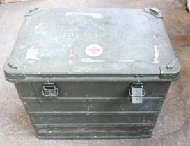 British Military metal medical transport case with carrying handles. 50cmx58cmx40cm