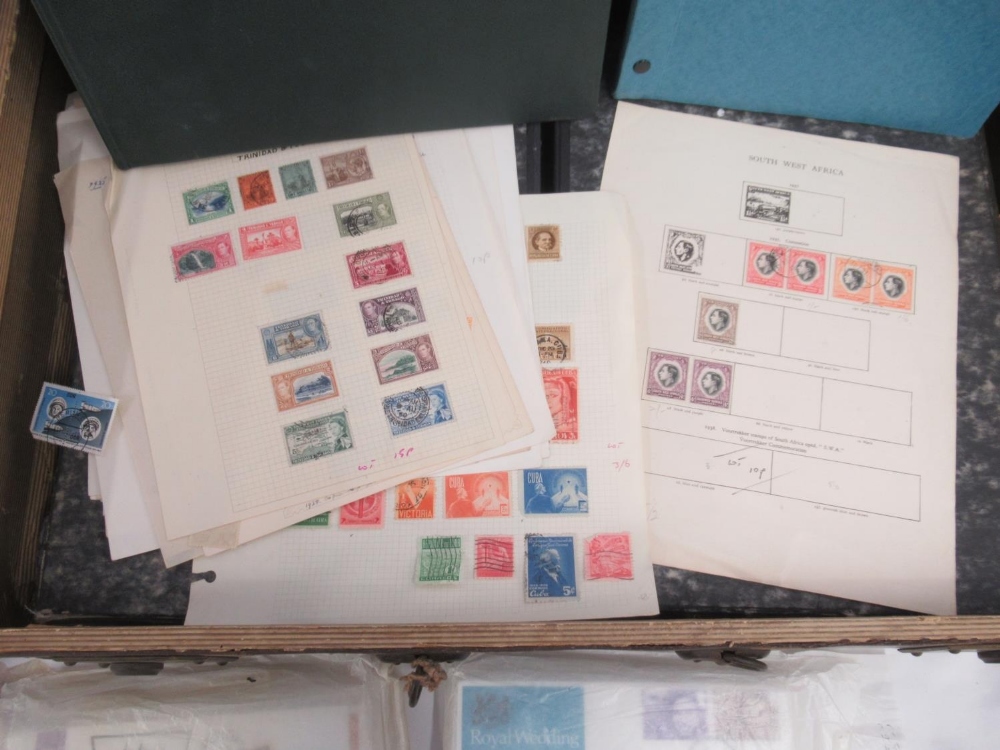 Suitcase cont. mixed collection of c20th British and International stamps, covers & FDC's, loose and - Image 4 of 11