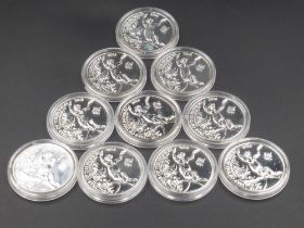 Royal Mint - 10 2016 Year of the Monkey 1oz fine silver coins, all encapsulated