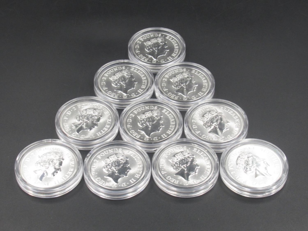 Royal Mint - 10 2018 Year of the Dog 1oz fine silver coins, all encapsulated - Image 2 of 2