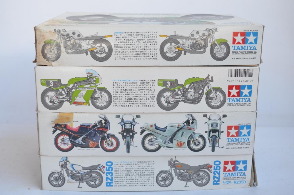 Four unbuilt 1/12 scale plastic model motorcycle kits from Tamiya to include 14012 Kawasaki - Image 2 of 11