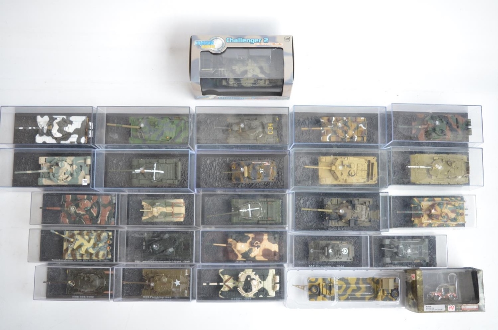 Collection of 1/72 scale diecast WWII to modern armour models to include 23 DeAgostini examples (