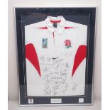 Limited Edition no.26/100 Signed England Rugby 2003 World Cup Replica Shirt, with COA from England