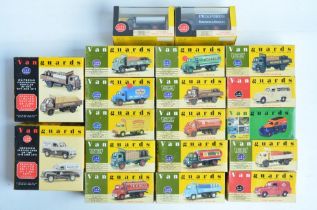 Nineteen boxed 1/43 and 1/64 scale diecast Vanguard series commercial vehicle models from Lledo (