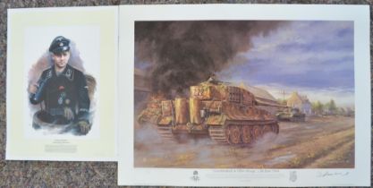 Four limited edition military prints to include 'Counterattack at Villers Bocage, 13th June 1944' by