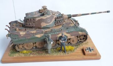 Competently built 1/16 scale Trumpeter King Tiger plastic model kit with Henschel turret and full
