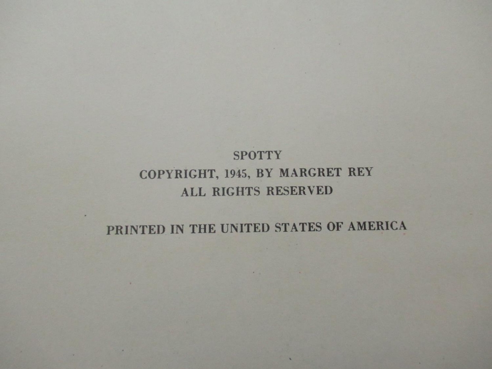 Rey (Margret) & (H.A.) Spotty, Harper and Brothers, 1945, inscribed to previous owner, hardback, a/f - Image 3 of 3