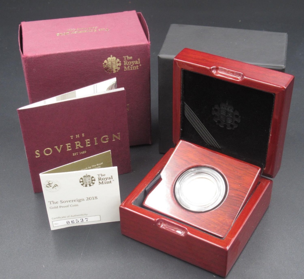 The Royal Mint - The Sovereign 2018 gold proof coin Limited Edition no.06537/10500, in original
