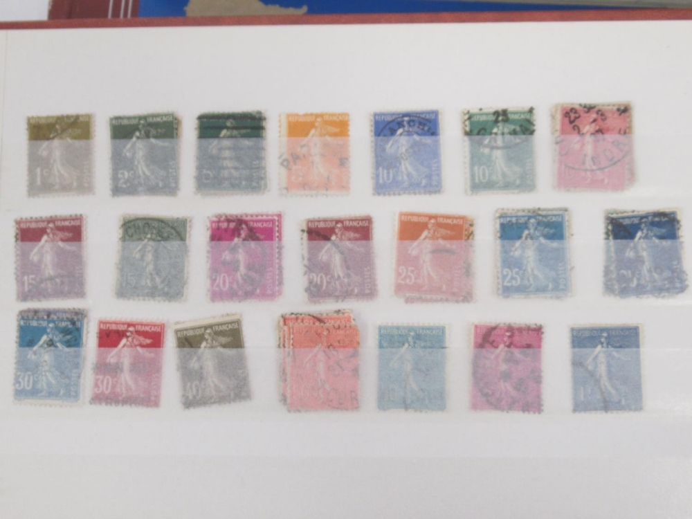 Stamp album cont. Polish stamps, stamp album of French Stamps, a folder cont. stamps and postcards - Image 5 of 24