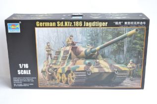 Unbuilt Trumpeter 1/16 scale German Sd.Kfz.186 Jagdtiger model kit (item no 00923), box opened,
