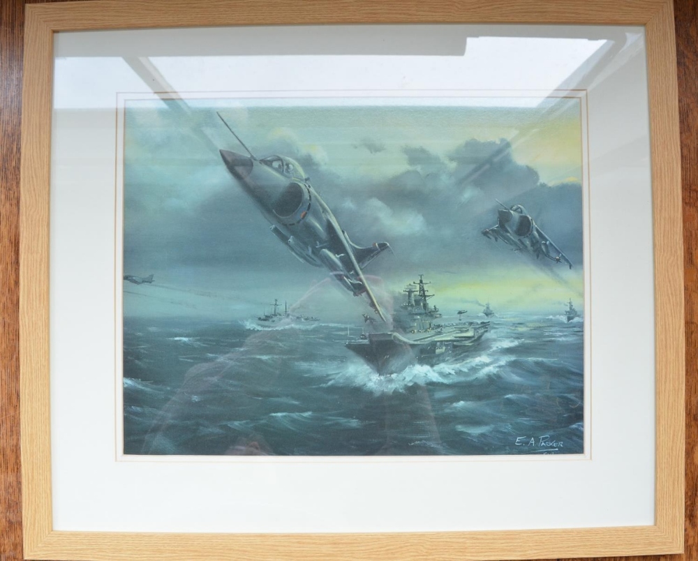 Two framed military prints to include C130K Hercules of 47 sqn, extensively crew signed from - Image 3 of 3