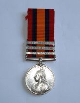 Queens South Africa Medal. To 10411 Driver W. Chapman. With Three Clasps, Transvaal, Orange Free